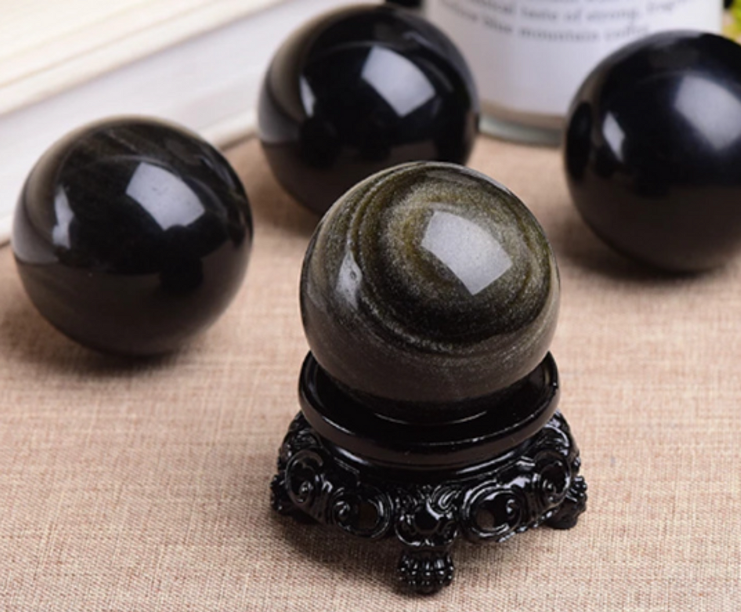 Natural Crystal Ball (Tiger's Eye & Obsidian)