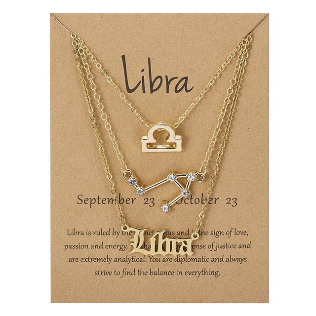 Zodiac Sign Stacked Necklace