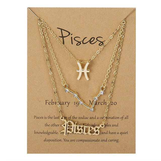 Zodiac Sign Stacked Necklace