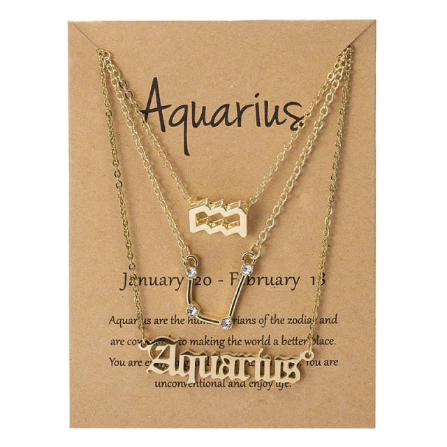 Zodiac Sign Stacked Necklace